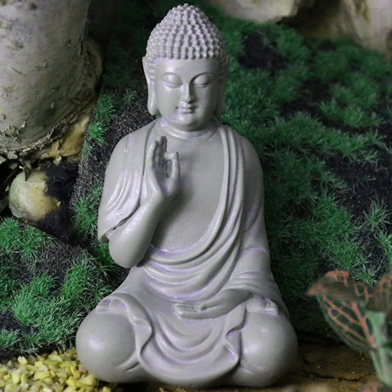 Buddha Stones Piccola Meditazione Preghiera Statua del Buddha in Resina Compassione Decorazione della scrivania di casa - Image 10