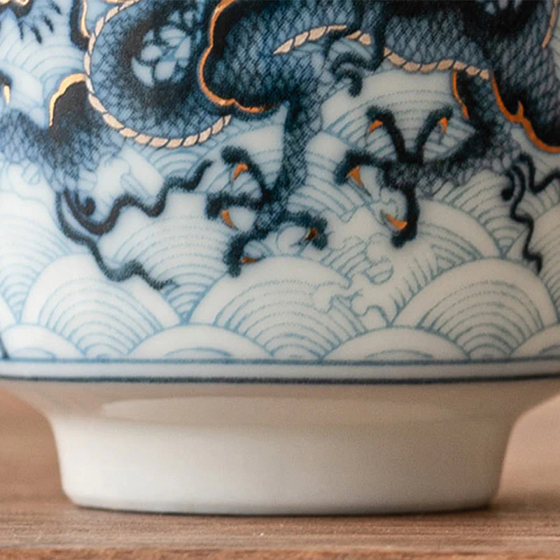 Buddha Stones Piccola tazza da tè in ceramica con motivo drago blu e bianco Tazze da tè Kung Fu 45 ml - Image 9