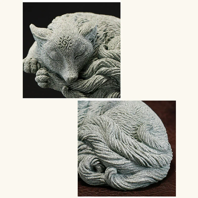 Buddha Stones Piccola volpe a nove code Protezione Casa Tè Animale domestico Figurina Decorazione - Image 10