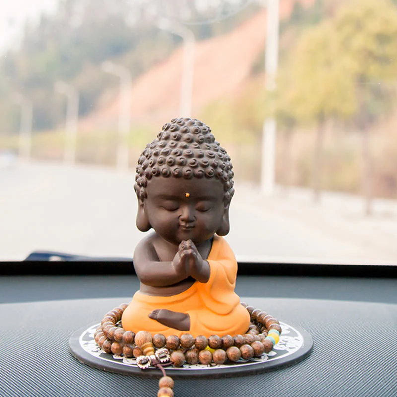 Buddha Stones Piccolo Buddha Serenity Argilla Viola Decorazione della scrivania di casa - Image 19