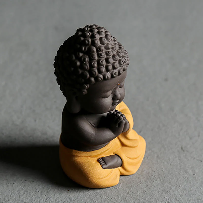 Buddha Stones Piccolo Buddha Serenity Argilla Viola Decorazione della scrivania di casa - Image 22