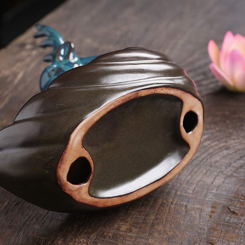 Buddha Stones Piccolo Cervo Ceramica Loto Meditazione Bruciatore Incenso Decorazione - Image 9