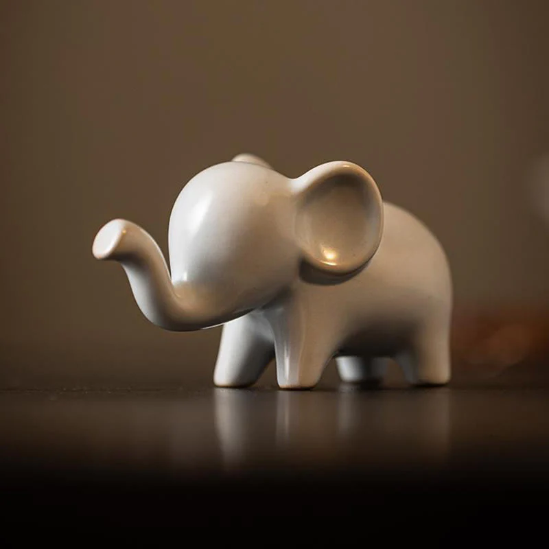 Buddha Stones Piccolo elefante in ceramica per la casa, decorazione da scrivania, statuetta per animali da compagnia - Image 12