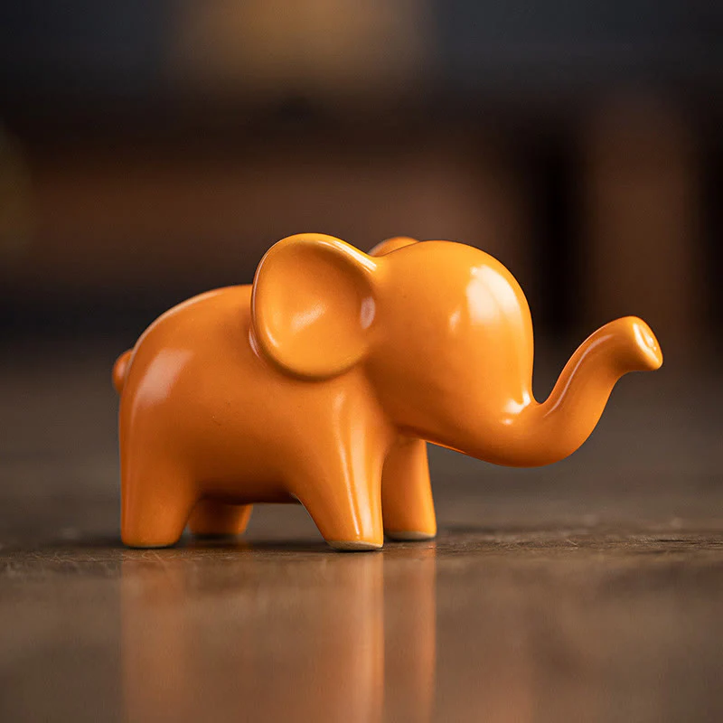 Buddha Stones Piccolo elefante in ceramica per la casa, decorazione da scrivania, statuetta per animali da compagnia - Image 19