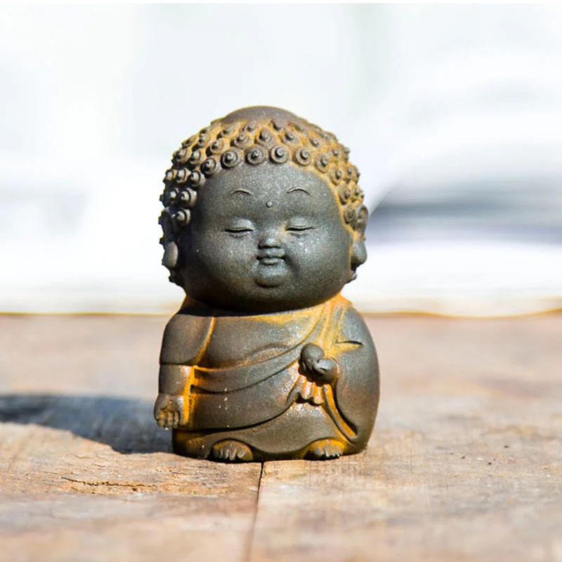 Buddha Stones Piccolo In Piedi Sdraiato Seduto Carino Buddha Polvere di Ferro Ruggine Statua in Resina Decorazione per la Casa - Image 14