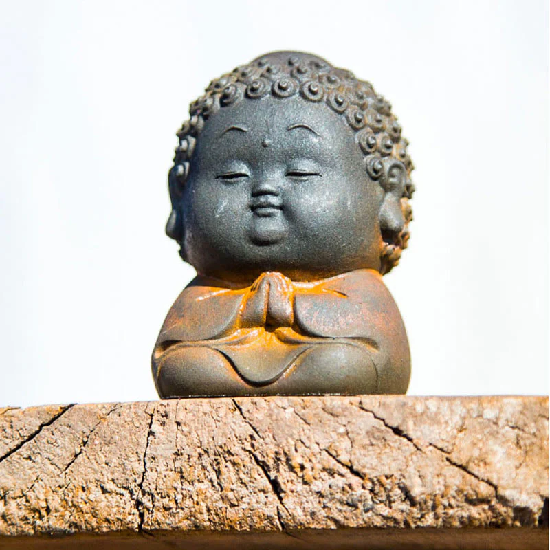 Buddha Stones Piccolo In Piedi Sdraiato Seduto Carino Buddha Polvere di Ferro Ruggine Statua in Resina Decorazione per la Casa - Image 20
