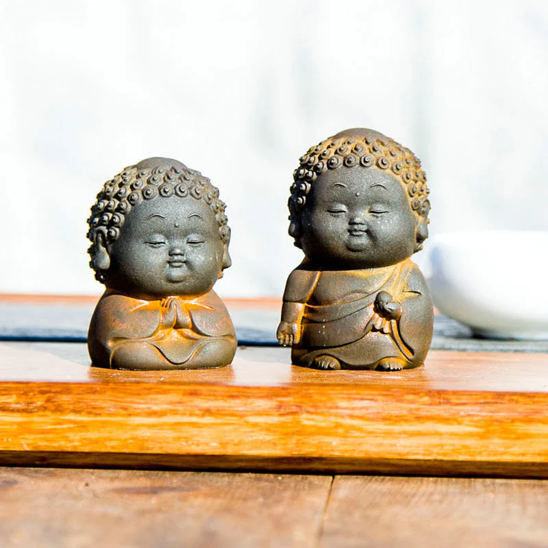 Buddha Stones Piccolo In Piedi Sdraiato Seduto Carino Buddha Polvere di Ferro Ruggine Statua in Resina Decorazione per la Casa - Image 6
