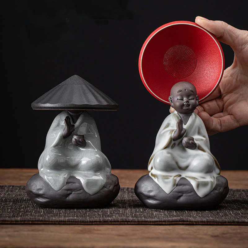 Buddha Stones Piccolo monaco Zen Cappello Colino Accessori da tè in ceramica Figurina Decorazione per la casa - Image 14