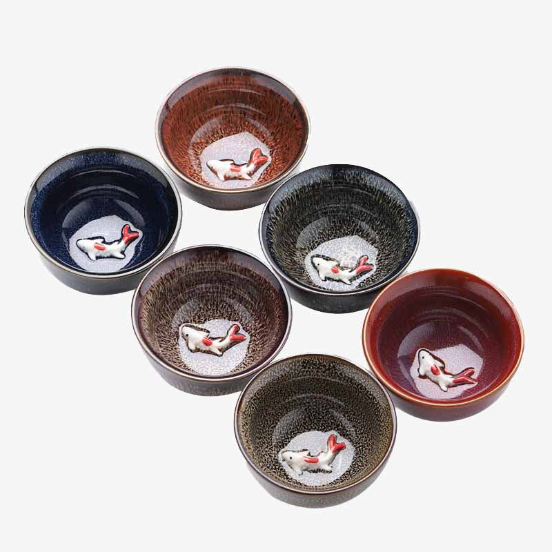 Buddha Stones Piccolo pesce Koi Forno Cambia Cinese Jianzhan Tazza da tè in ceramica Tazza da tè Kung Fu 60ml - Image 19