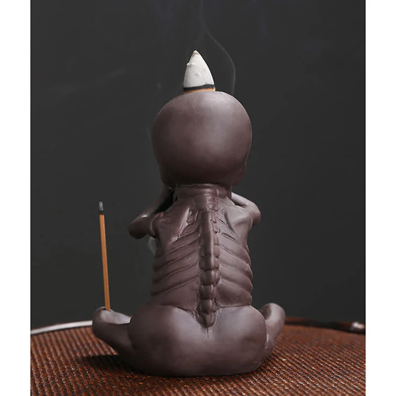 Buddha Stones Piccolo teschio Fantasma Argilla viola Fontana di fumo a riflusso Bruciatore di incenso della pace Decorazione - Image 12