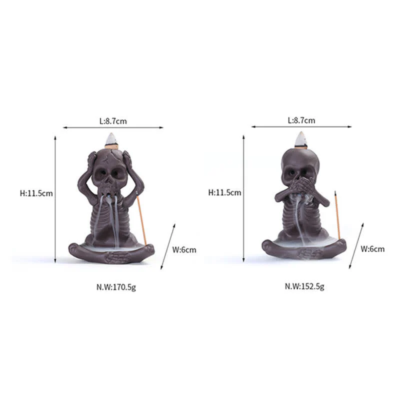 Buddha Stones Piccolo teschio Fantasma Argilla viola Fontana di fumo a riflusso Bruciatore di incenso della pace Decorazione - Image 16