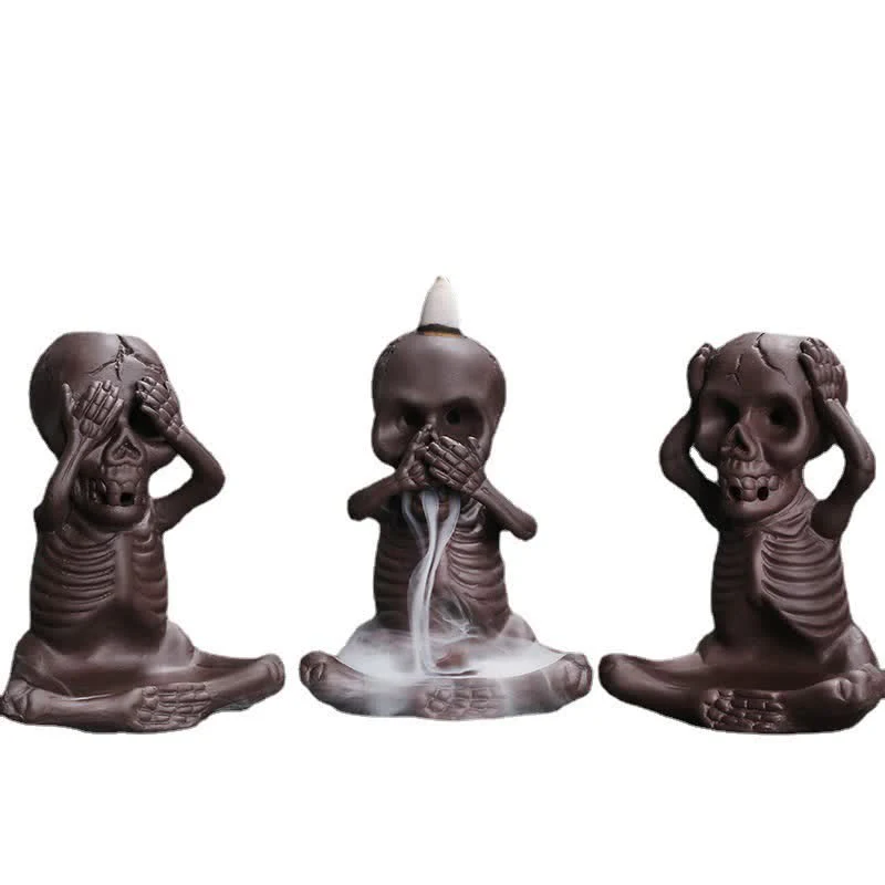 Buddha Stones Piccolo teschio Fantasma Argilla viola Fontana di fumo a riflusso Bruciatore di incenso della pace Decorazione - Image 17