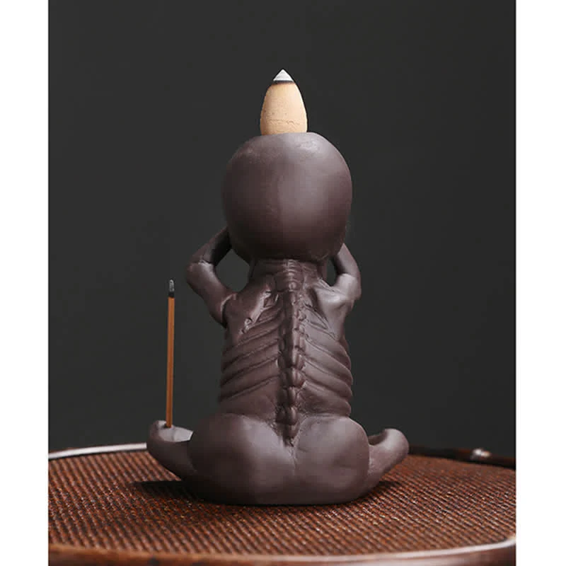 Buddha Stones Piccolo teschio Fantasma Argilla viola Fontana di fumo a riflusso Bruciatore di incenso della pace Decorazione - Image 6