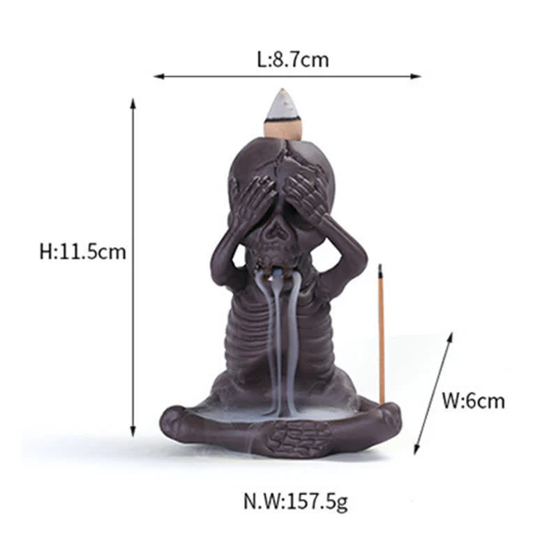 Buddha Stones Piccolo teschio Fantasma Argilla viola Fontana di fumo a riflusso Bruciatore di incenso della pace Decorazione - Image 8