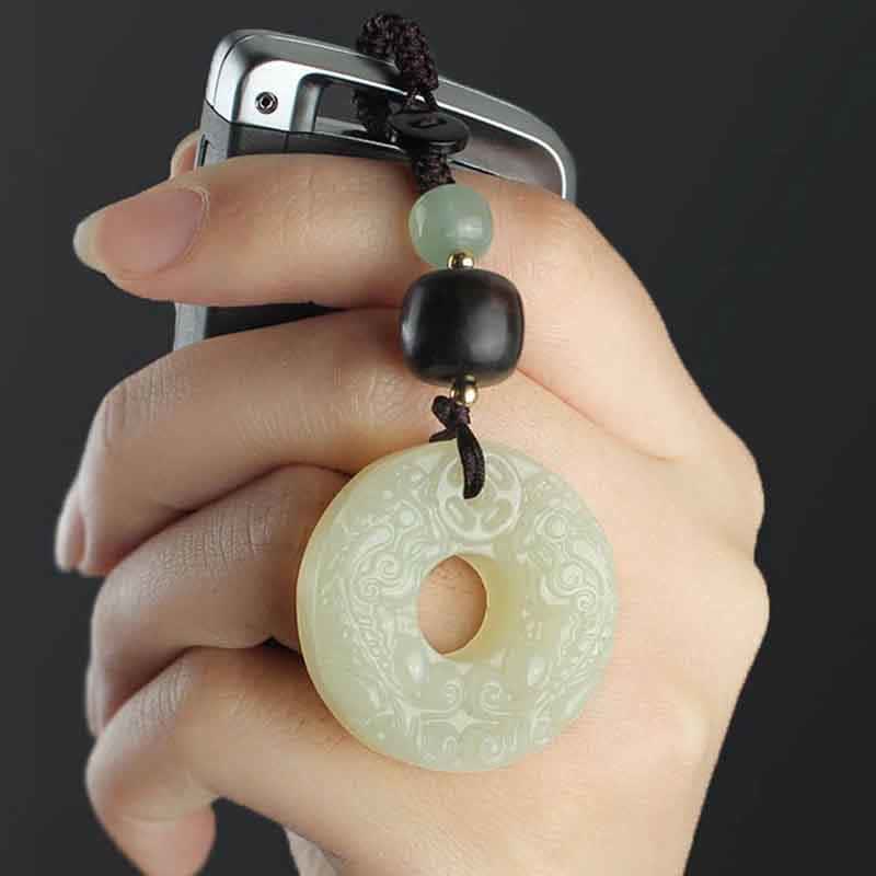 Buddha Stones PiXiu Jade Peace Buckle Abbondanza Ricchezza Portachiavi - Image 2
