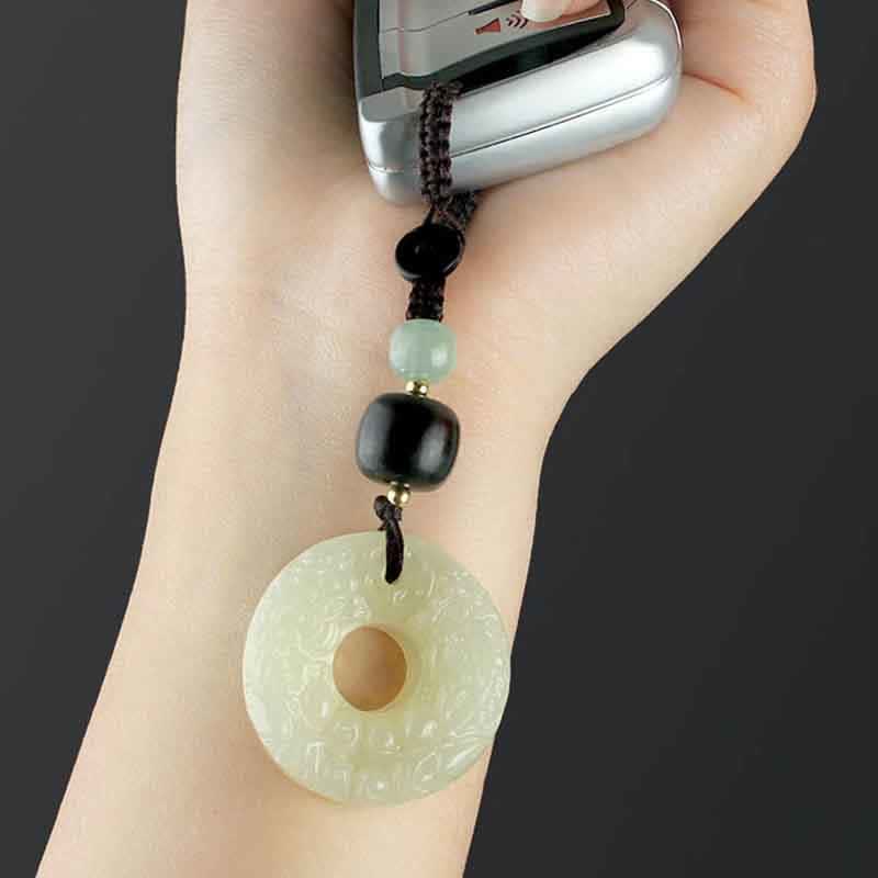 Buddha Stones PiXiu Jade Peace Buckle Abbondanza Ricchezza Portachiavi - Image 3