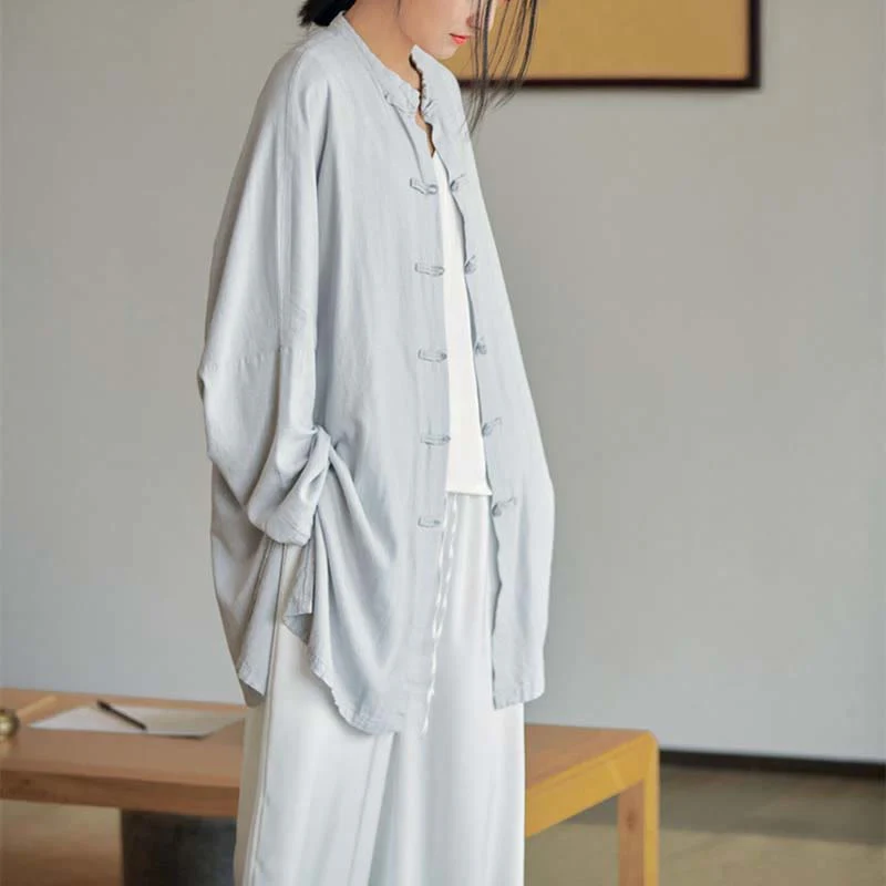 Buddha Stones Plain Frog-Bottone Design Camicia Zen Tai Chi Meditazione Top Abbigliamento Cotone Lino Giacca - Image 3