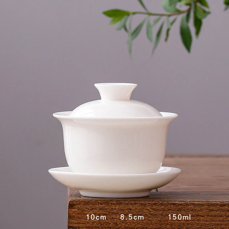 Buddha Stones porcellana bianca paesaggio di montagna campagna ceramica gaiwan tazza da tè kung fu tazza da tè e piattino con coperchio