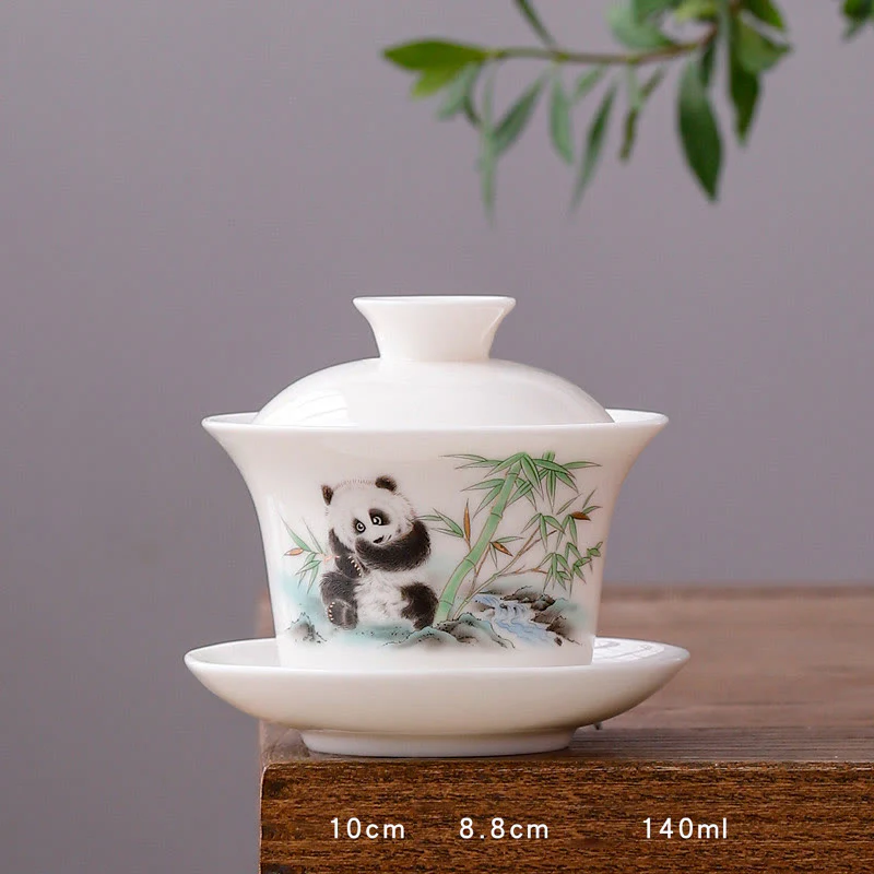 Buddha Stones porcellana bianca paesaggio di montagna campagna ceramica gaiwan tazza da tè kung fu tazza da tè e piattino con coperchio - Image 21