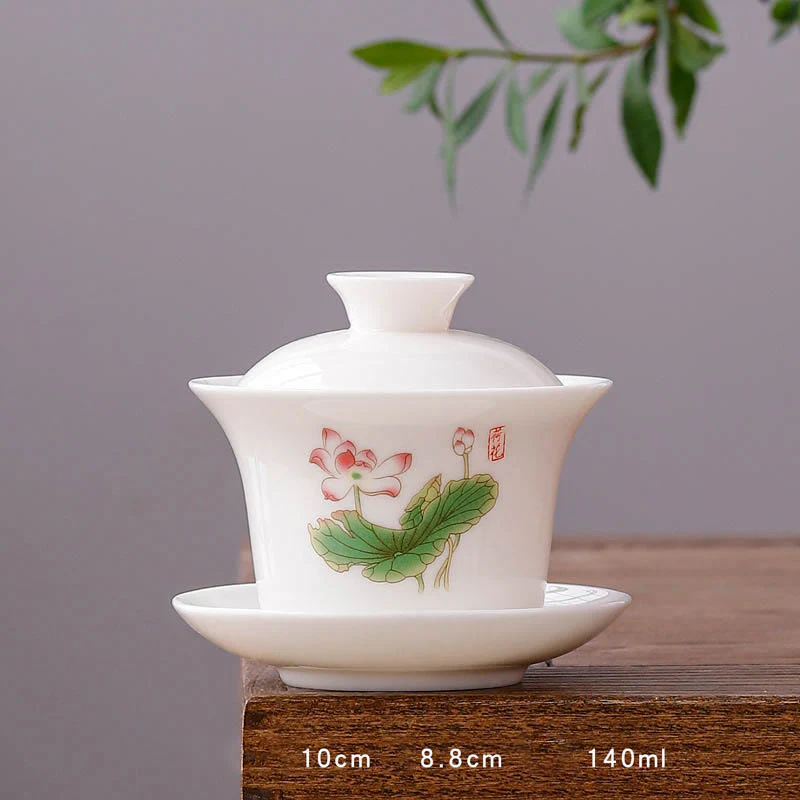 Buddha Stones porcellana bianca paesaggio di montagna campagna ceramica gaiwan tazza da tè kung fu tazza da tè e piattino con coperchio - Image 32