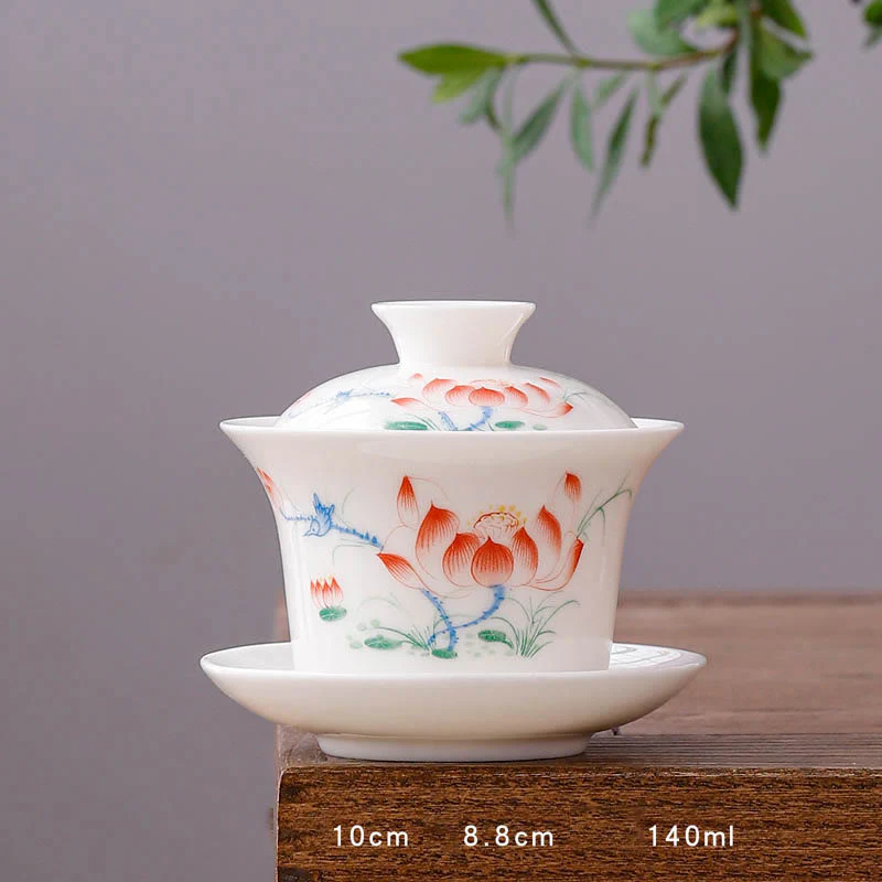 Buddha Stones porcellana bianca paesaggio di montagna campagna ceramica gaiwan tazza da tè kung fu tazza da tè e piattino con coperchio - Image 33