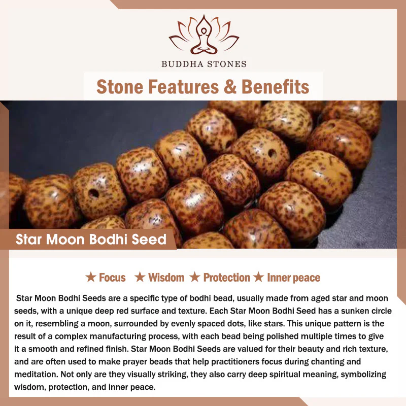 Buddha Stones Portachiavi con benedizione dei semi di Bodhi della stella e della luna del sandalo rosso dell'anno del cavallo - Image 5