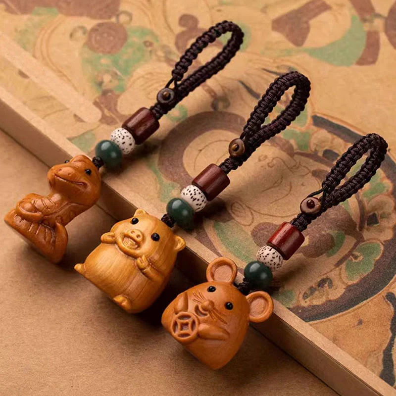 Buddha Stones Portachiavi con benedizione dei semi di Bodhi della stella e della luna del sandalo rosso dell'anno del cavallo - Image 52