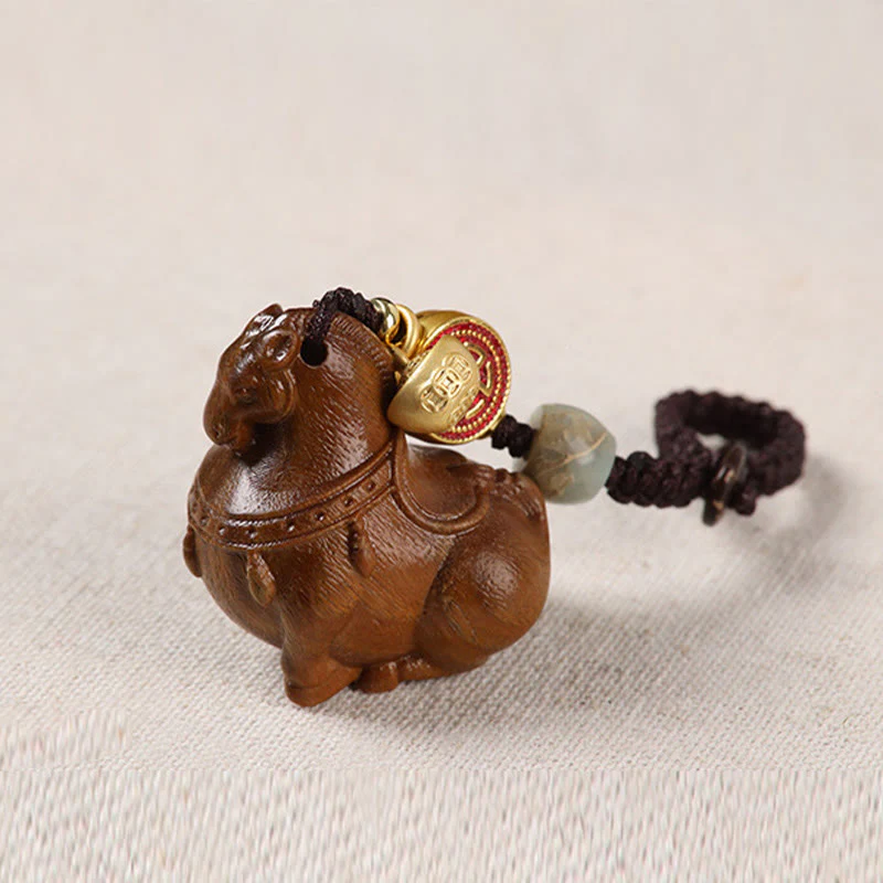 Buddha Stones Portachiavi con piccola foglia di sandalo rosso e vari tipi di sandalo, simbolo dell'anno del cavallo Fu - Image 18