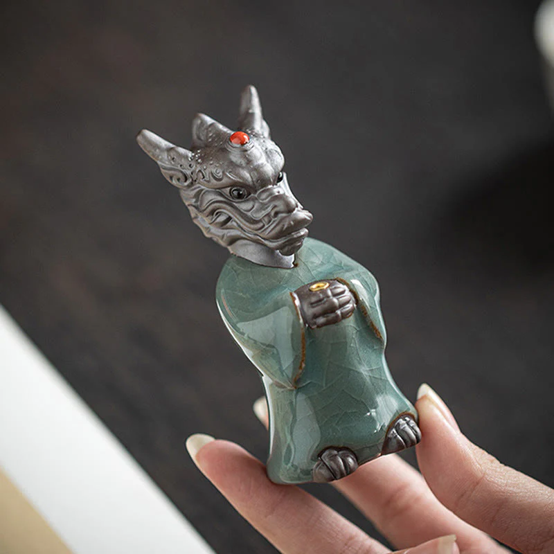 Buddha Stones Prega Drago Re Loto Base Fu Carattere Ceramica Guarigione Bruciatore di Incenso Decorazione da Scrivania - Image 16