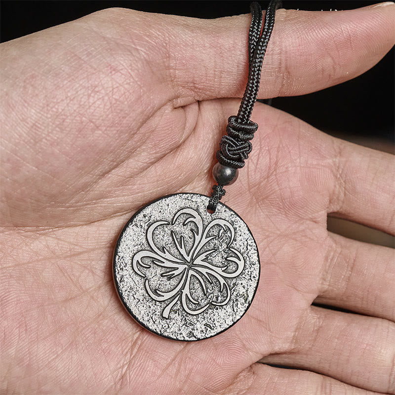 Buddha Stones, quadrifoglio, pietra di shungite autentica, pietra di grafite, collana con ciondolo protettivo - Image 7