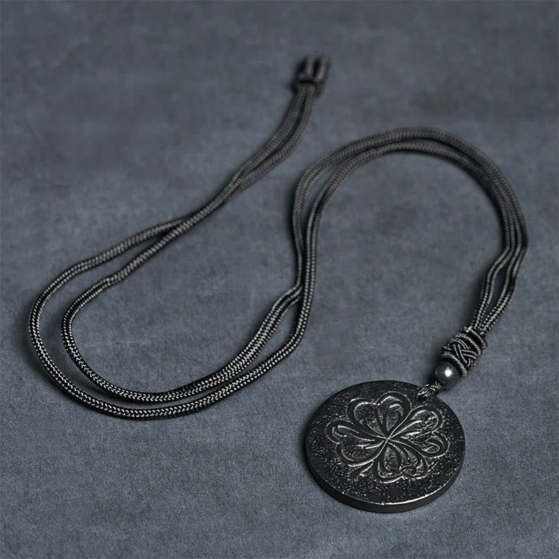 Buddha Stones, quadrifoglio, pietra di shungite autentica, pietra di grafite, collana con ciondolo protettivo - Image 8