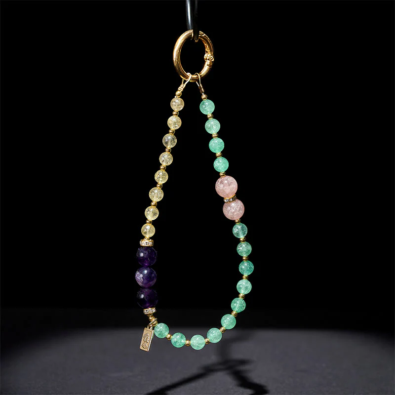 Buddha Stones, quarzo citrino, verde fragola, ciondolo della regina, portachiavi calmo, decorazione da appendere al telefono - Image 4