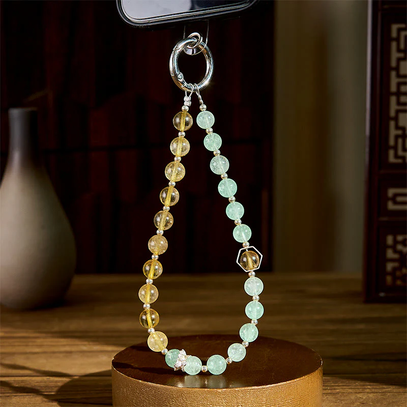 Buddha Stones, quarzo citrino verde fragola, perline, portachiavi lenitivo, decorazione da appendere al telefono - Image 3