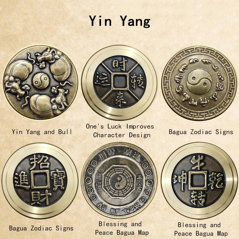 Buddha Stones Quattro Bestie Feng Shui Yin Yang Bagua Moneta di rame Armonia Decorazione girevole - Image 9