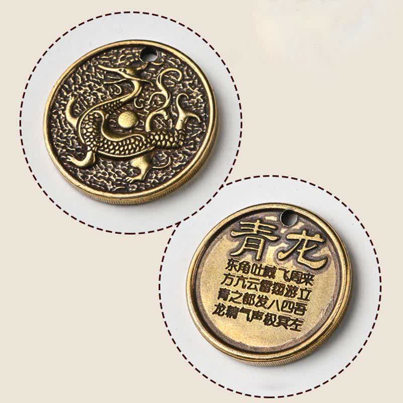 Buddha Stones Quattro Simboli Drago Azzurro Tigre Bianca Uccello Vermiglio Tartaruga Nera Portachiavi - Image 3