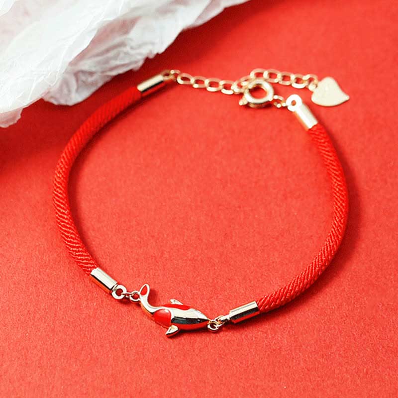 Buddha Stones Rame Koi Pesce Ricchezza Collana Pendente Corda Rossa Bracciale Orecchini Set - Image 2