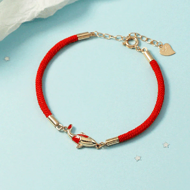 Buddha Stones Rame Koi Pesce Ricchezza Collana Pendente Corda Rossa Bracciale Orecchini Set - Image 3