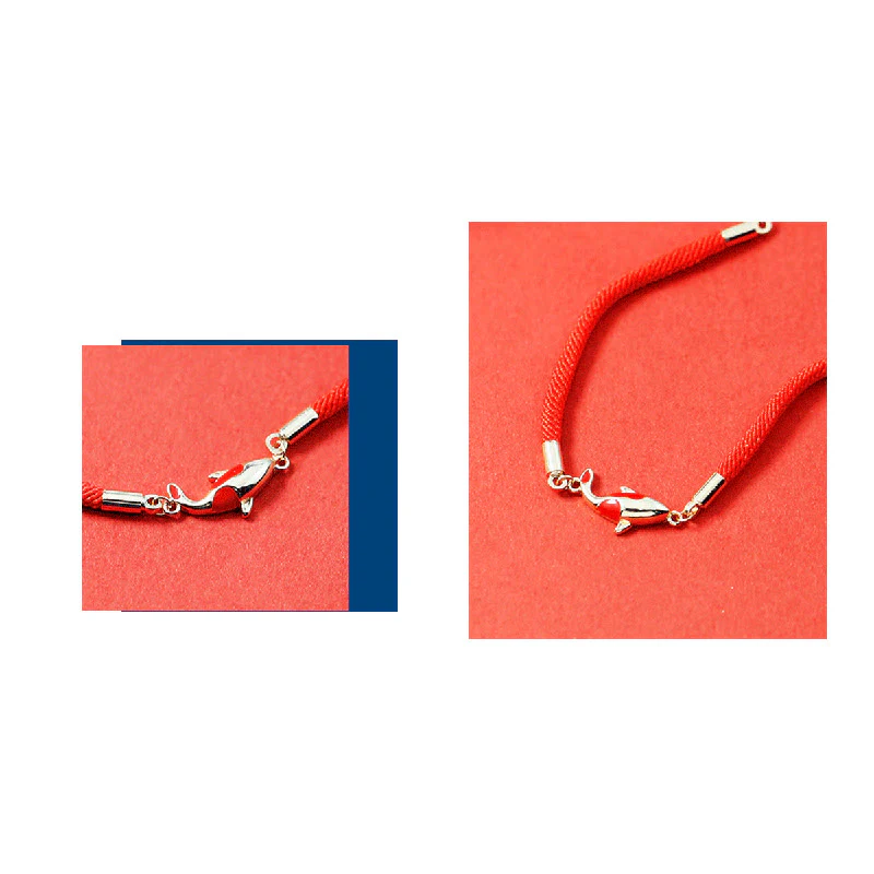 Buddha Stones Rame Koi Pesce Ricchezza Collana Pendente Corda Rossa Bracciale Orecchini Set - Image 6