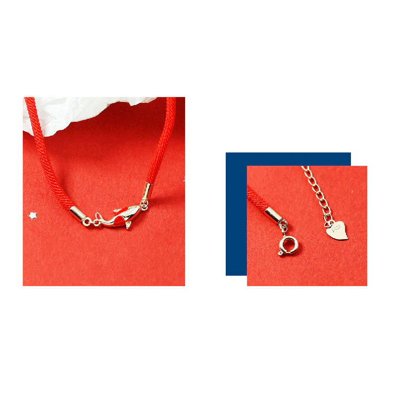 Buddha Stones Rame Koi Pesce Ricchezza Collana Pendente Corda Rossa Bracciale Orecchini Set - Image 7