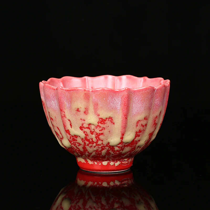 Buddha Stones Retro Blu Rosso Gradiente Loto Motivo Forno Cambia Tazza da Tè in Ceramica Kung Fu Tazza da Tè Ciotola - Image 12