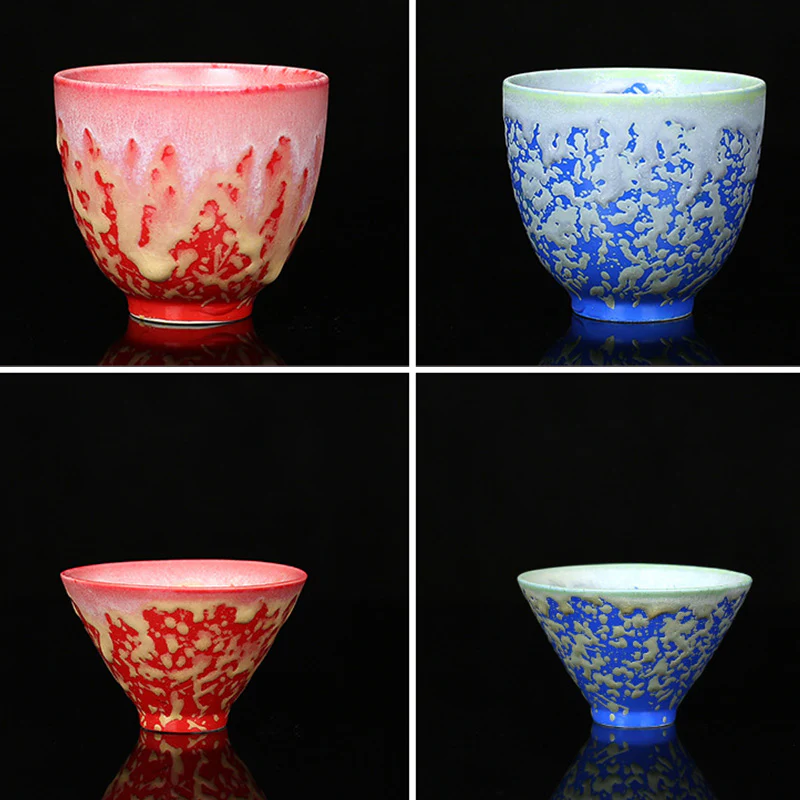 Buddha Stones Retro Blu Rosso Gradiente Loto Motivo Forno Cambia Tazza da Tè in Ceramica Kung Fu Tazza da Tè Ciotola - Image 19