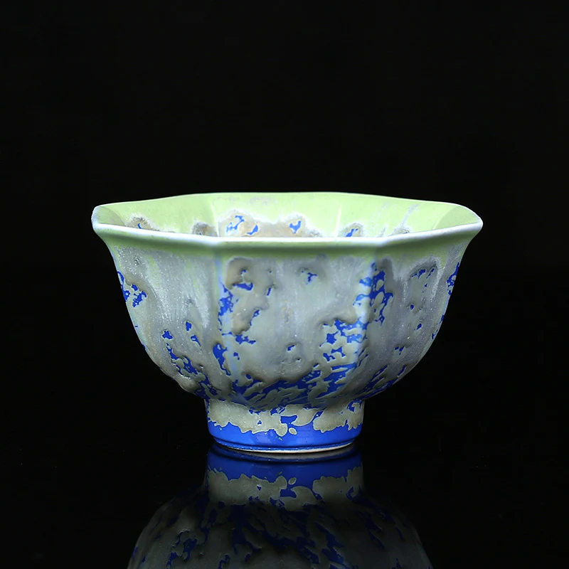 Buddha Stones Retro Blu Rosso Gradiente Loto Motivo Forno Cambia Tazza da Tè in Ceramica Kung Fu Tazza da Tè Ciotola - Image 3