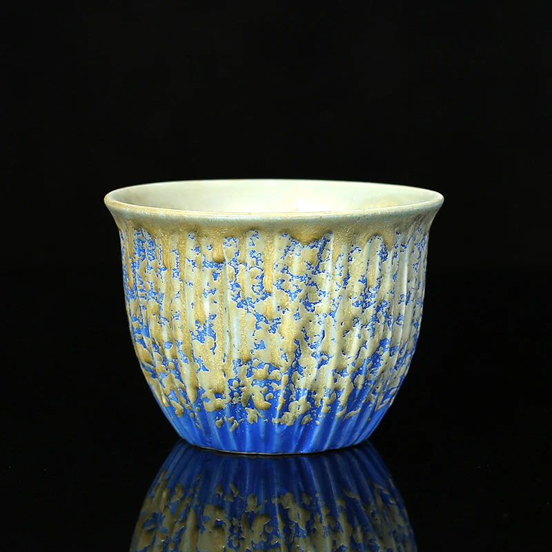 Buddha Stones Retro Blu Rosso Gradiente Loto Motivo Forno Cambia Tazza da Tè in Ceramica Kung Fu Tazza da Tè Ciotola - Image 5