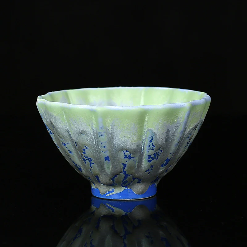 Buddha Stones Retro Blu Rosso Gradiente Loto Motivo Forno Cambia Tazza da Tè in Ceramica Kung Fu Tazza da Tè Ciotola - Image 6