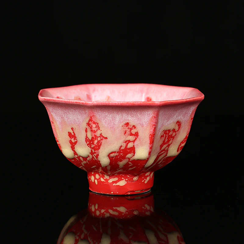 Buddha Stones Retro Blu Rosso Gradiente Loto Motivo Forno Cambia Tazza da Tè in Ceramica Kung Fu Tazza da Tè Ciotola - Image 9