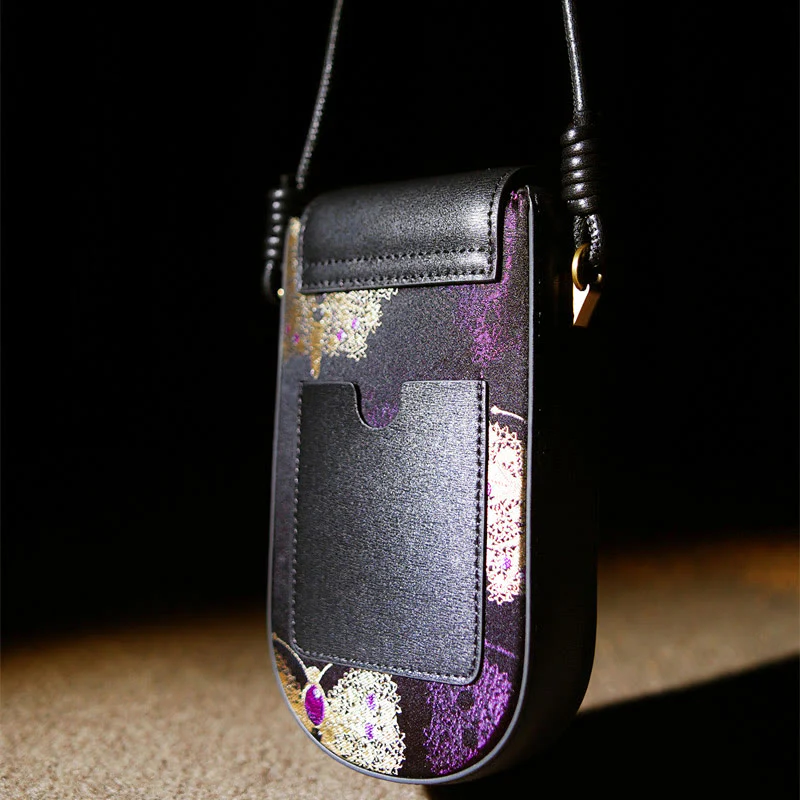Buddha Stones Retro Fiore Farfalla Foglie Rami Canzone Broccato Borsa a Tracolla Hangbags - Image 7