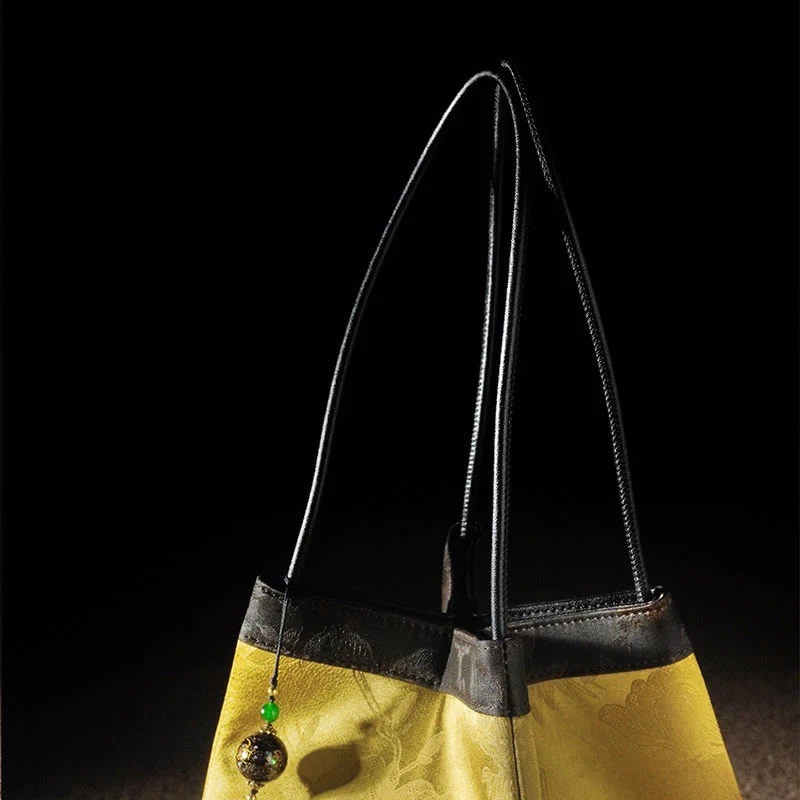 Buddha Stones Retro Fiore Farfalla Uccello Ricamo Perlina Nappa Seta di gelso Jacquard Xiangyunsha Seta Borsa a tracolla Hangbags - Image 6