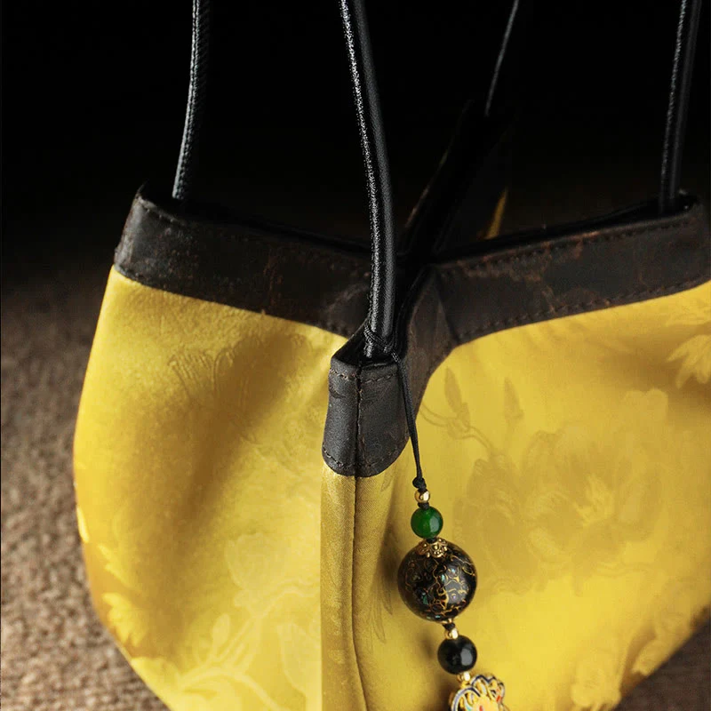 Buddha Stones Retro Fiore Farfalla Uccello Ricamo Perlina Nappa Seta di gelso Jacquard Xiangyunsha Seta Borsa a tracolla Hangbags - Image 8