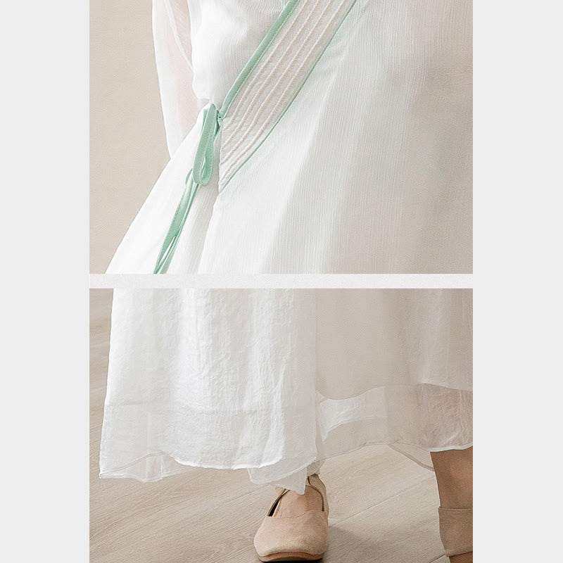Buddha Stones Retro Preghiera Zen Meditazione Spirituale Pratica Chiffon Abbigliamento Donna Set - Image 11