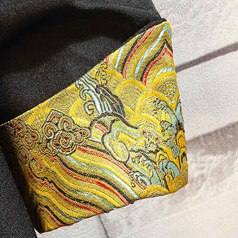 Buddha Stones Ricama Drago Fenice Casual Rana-bottoni Cotone Giacca Camicia Abbigliamento Uomo - Image 12